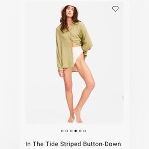 Billabong In The Tide Striped Button Down in Avocado Green